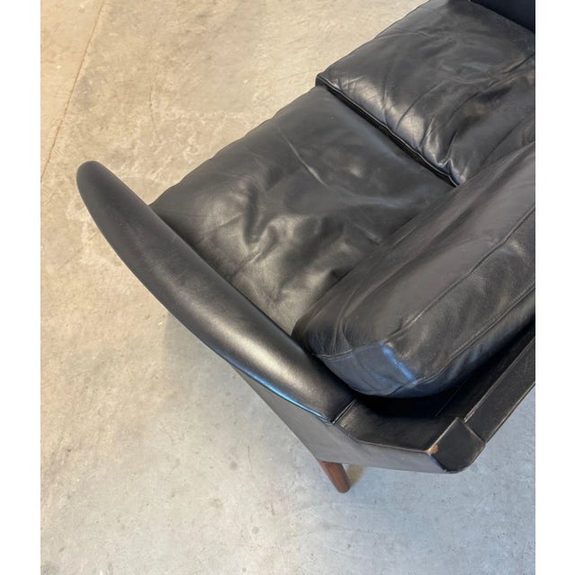 Wood 1950s Centrum Møbler Leather & Rosewood Loveseat / Settee “Model 55” Designed by Kurt Østervig For Sale - Image 7 of 8