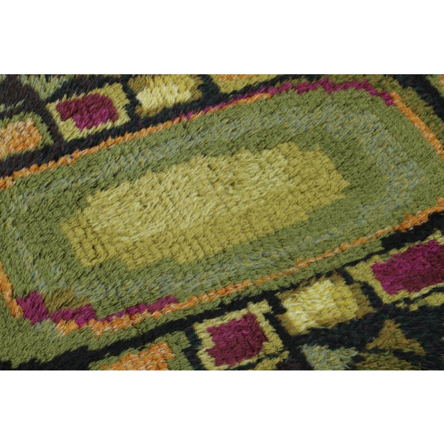 Rug & Kilim Vintage Swedish Rya Rug, Earth Tones With Mosaic Geometry - Rug & Kilim For Sale - Image 4 of 9