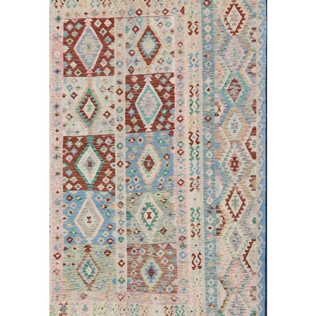2010s Geometric Flat Weave Wool Kilim Rug by Keivan Woven Arts 8'5 X 11'6 For Sale - Image 5 of 13