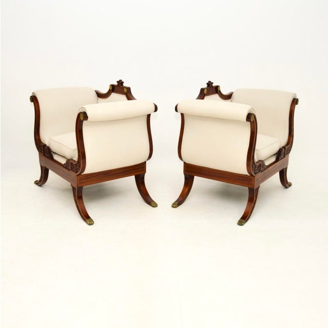 Large Vintage Regency Style Lounge Chairs, 1920, Set of 2 For Sale - Image 4 of 13