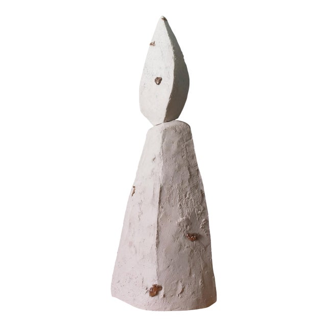 Talisman Sculpture #2 in Sandy Stoneware with Bronze Inlays by Margaux Leycuras For Sale