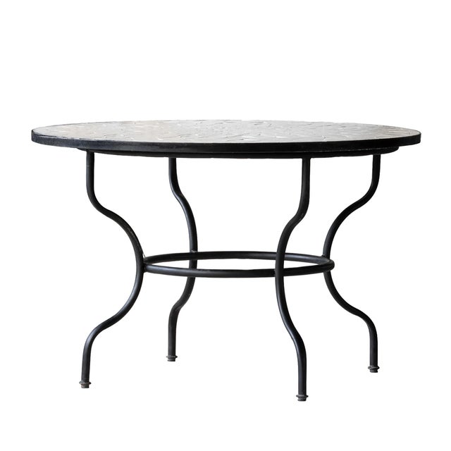 Moroccan Matthew Izzo Home Zellige Vanilla Tile and Iron Base 48" Round Dining Table For Sale - Image 3 of 3