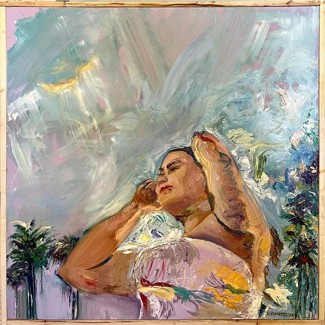 Contemporary "Hello Sunshine", Original Oil Painting, Wood Framed, by Van Ness For Sale - Image 3 of 12