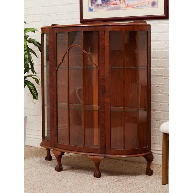 Mid 20th Century English Walnut Antique Curio For Sale - Image 5 of 12