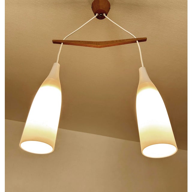 Scandinavian Pendant Light in Teak and Glass, 1960s For Sale - Image 13 of 15