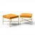 Paul McCobb for Calvin Mid Century Brass X Base Stools - Pair Each stool measures: 20.5 wide x 20.5 deep x 16 high, with a...