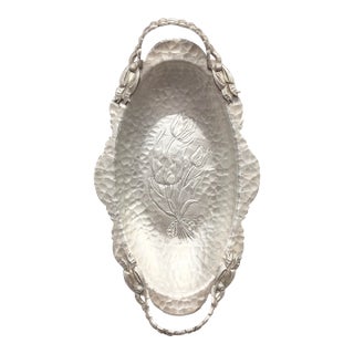 1960s Hammered Aluminum Tulip Tray For Sale