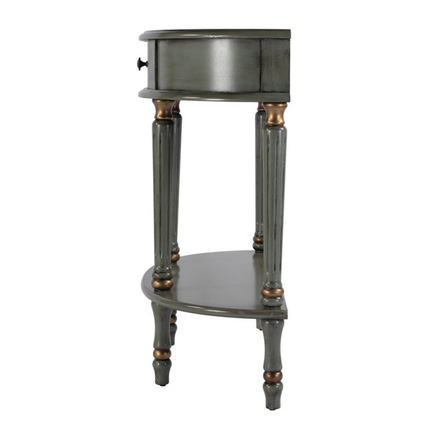 Mozart 31.5 in. W Demilune Wood Hand Painted 1 Drawer Console Table with Lower Open Shelf, Royal Pastel Green For Sale In Chicago - Image 6 of 9