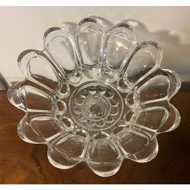 Antique American Pressed Pattern Flint Glass Footed Compote Fruit Bowl Circa 1850 For Sale - Image 4 of 11