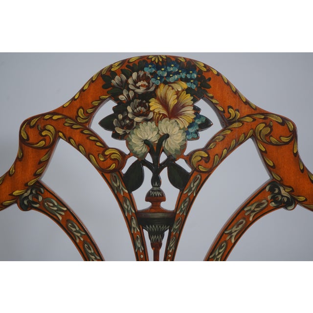 1980s Maitland Smith Adams Style Hand Painted Shield Back Chair For Sale - Image 5 of 18