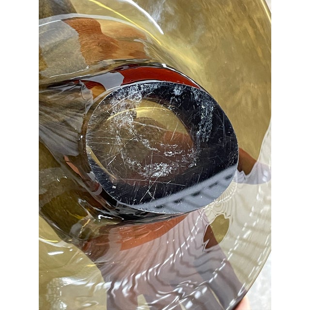 Large Sculptural Vintage Art Glass Vessel in Smoky Topaz | Attributed to Kosta Boda For Sale - Image 9 of 10