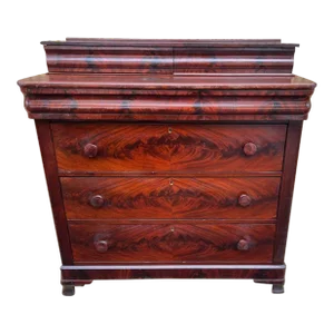 19th Century Antique American Empire Flame Mahogany. “Gentlemens” Chest of Drawers