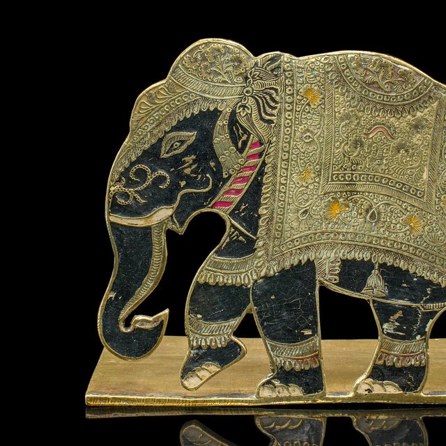 Pair of Antique Elephant Bookends, Indian Brass Decorative Book Rests, Victorian For Sale - Image 9 of 10