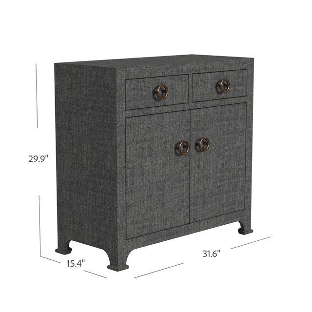 Traditional Chatham 31 in. W Rectangular Raffia 2 Drawer Accent Cabinet, Charcoal Raffia For Sale - Image 3 of 7