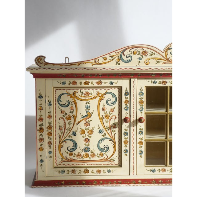 Vintage Folk Art Hindeloopen Dutch Display Cabinet with Glass Door, 1950s For Sale - Image 10 of 14