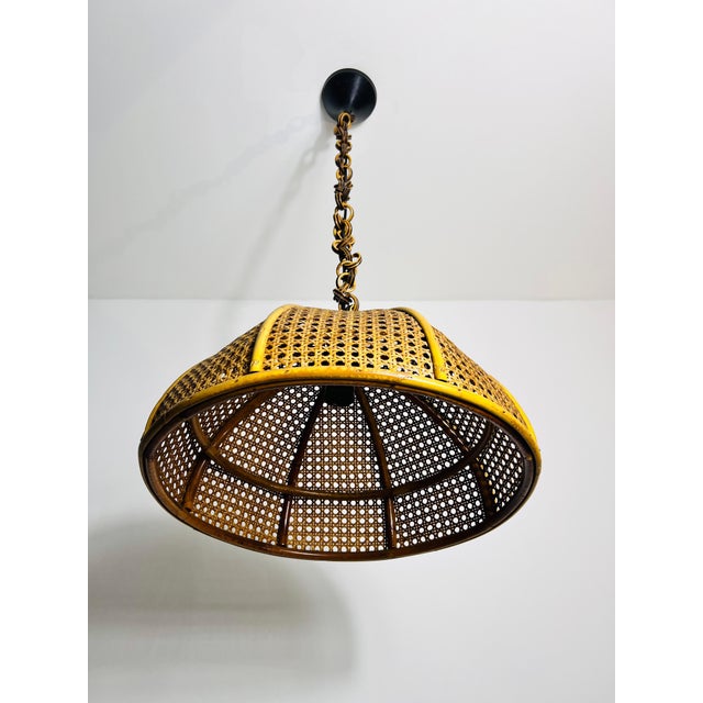 Midcentury Wooden Bamboo Pendant Lamp, Italy, 1960s For Sale - Image 11 of 11