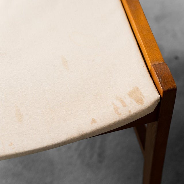 Beige Set of Wooden and Fabric Chairs, 1960s For Sale - Image 8 of 11