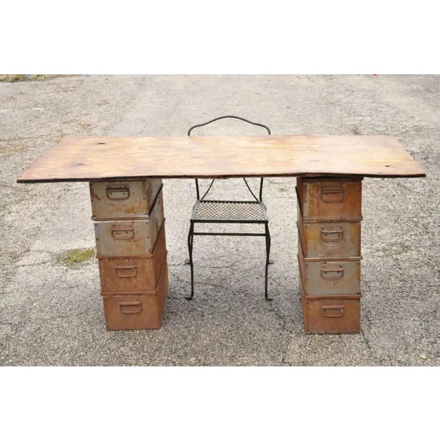 Vintage Lyon Aurora Il Steel Metal American Industrial 23" Stackable Storage Bin For Sale - Image 10 of 12