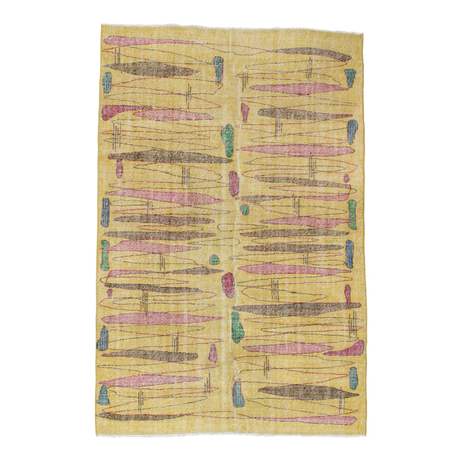 1960s Vintage Yellow Turkish Rug - 5′7″ × 8′5″ | Chairish