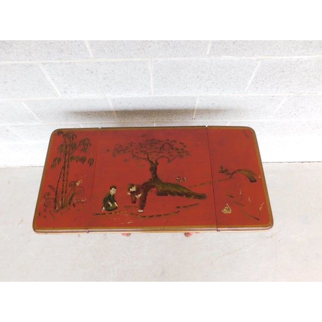 Vintage Chinoiserie Paint Decorated Vanity With Lift Center Mirror For Sale - Image 4 of 13