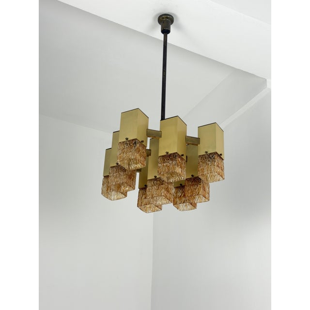 Mid-Century Modern Nine-Light Chandelier in the style of Gaetano Sciolari for Stilnovo, 1970 For Sale - Image 3 of 10