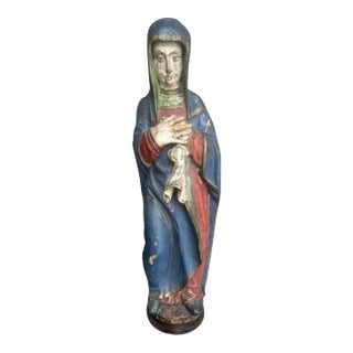 Santos Saint Maria Mary Wood Carved Sculpture Mother of Jesus For Sale