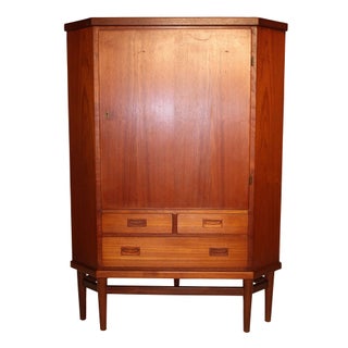Danish Modern Teakwood Corner Cabinet with Key For Sale