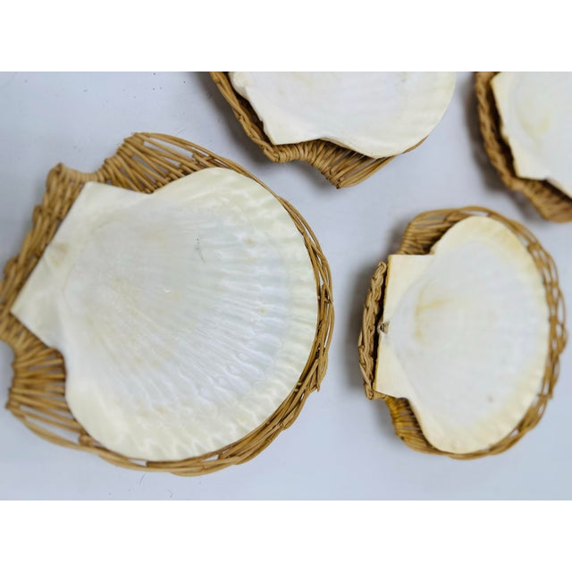 Vintage Shell and Wicker Serving Pieces For Sale - Image 4 of 8
