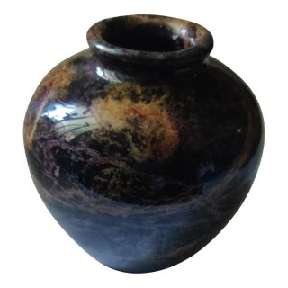 Gorgeous Vintage Brown & Tan Marble Vase For Sale