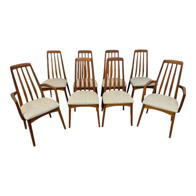 Vintage Danish Modern Teak "Eva" Style Dining Chairs - Set of 8 For Sale