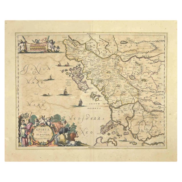 Johannes Janssonius, Epirus Albania, Etching, 1650s For Sale