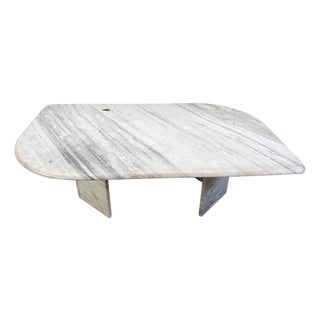 Vintage White Marble Coffee Table, 1970s For Sale