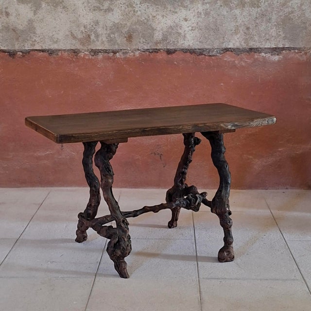 Brown French Brutalist Vine Wood Table, 1960s For Sale - Image 8 of 8