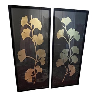 Pair of Gold Leaf Ginkos (I & Ii) by Wendover Art Group For Sale