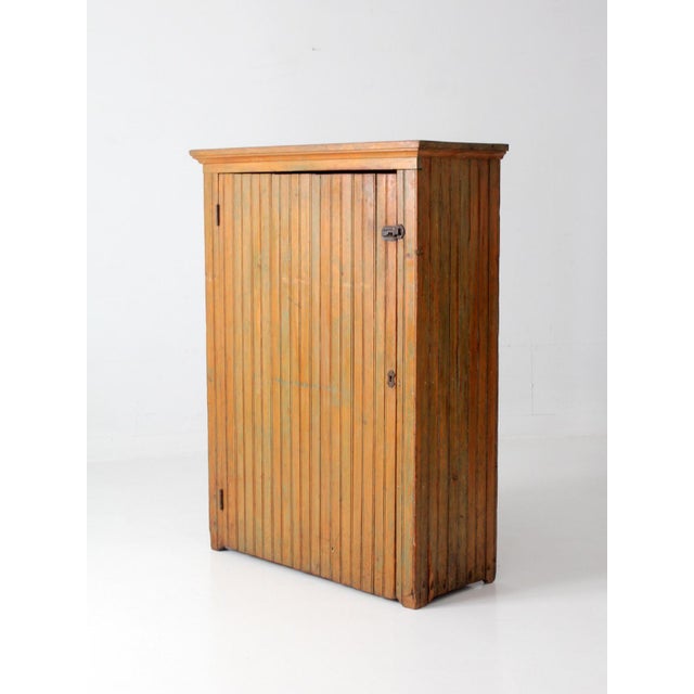 Brown Antique Beadboard Country Cupboard Cabinet For Sale - Image 8 of 18