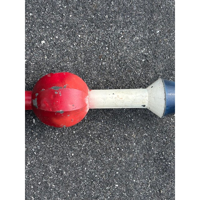 Red Mid 20th Century American Atomic Age Metal Barber Pole Retail Sign For Sale - Image 8 of 12