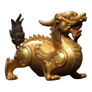 Late 19th Century Gilt Bronze Mythical Beast Statue, 0.92kg For Sale