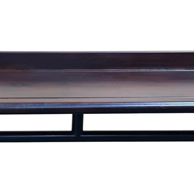 Natural Wood Dark Brown Minimalistic Slim Legs Console Foyer Side Table For Sale - Image 11 of 14