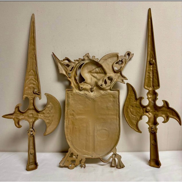 Mid-Century Trojan Soldier Sword Gold Metal Wall Hangings-Set of 3 For Sale - Image 4 of 5