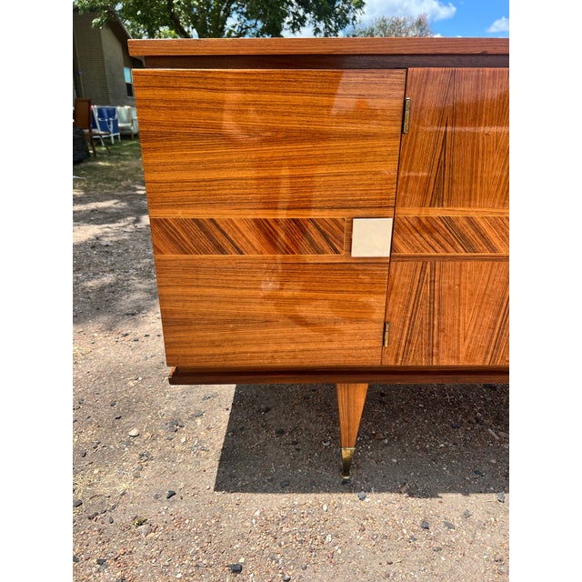 Wood French Art Deco 1940's Light Macassar Sideboard For Sale - Image 7 of 12