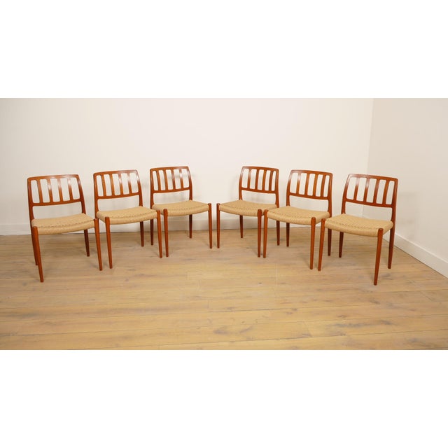 Beige Model 83 Dining Chairs in Teak by Niels Otto Møller for J.L. Møllers, 1950s, Set of 6 For Sale - Image 8 of 14