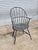 Wood Green Sack Back Windsor Arm Chair Distressed Finish Bench Made For Sale - Image 7 of 8