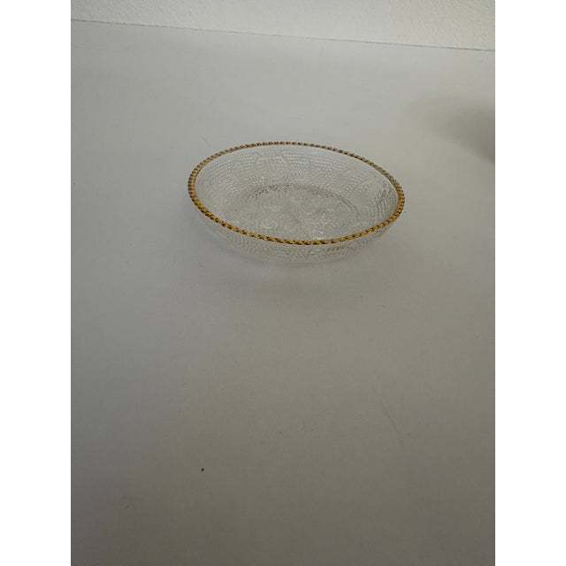 Mid-Century Modern 1950s Condiment Dishes, Glass Salt Celler, Trimmed in 22k Gold Beaded Rim - Set of 8 For Sale - Image 3 of 3