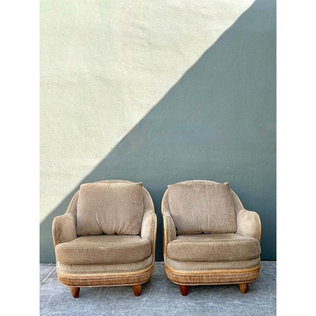 Vintage Biomorphic Rattan Lounge Chairs - A Pair For Sale - Image 11 of 12