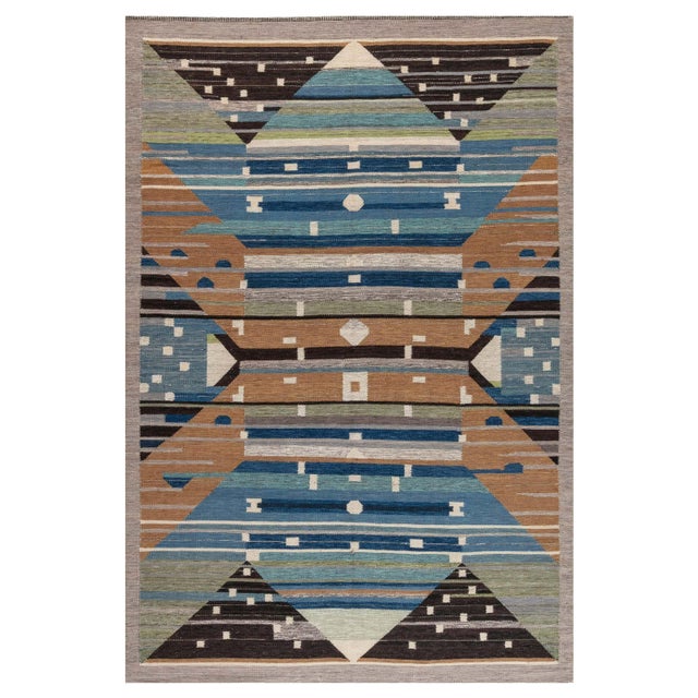 Modern Swedish Design Flat Weave Wool Rug by Doris Leslie Blau For Sale
