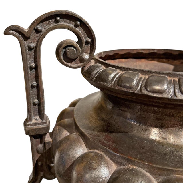 Gray French Cast Iron Urn For Sale - Image 8 of 11