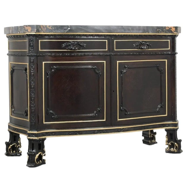 French Early 1900s Louis XVI Gilt Marble Chest of Drawers For Sale - Image 3 of 10