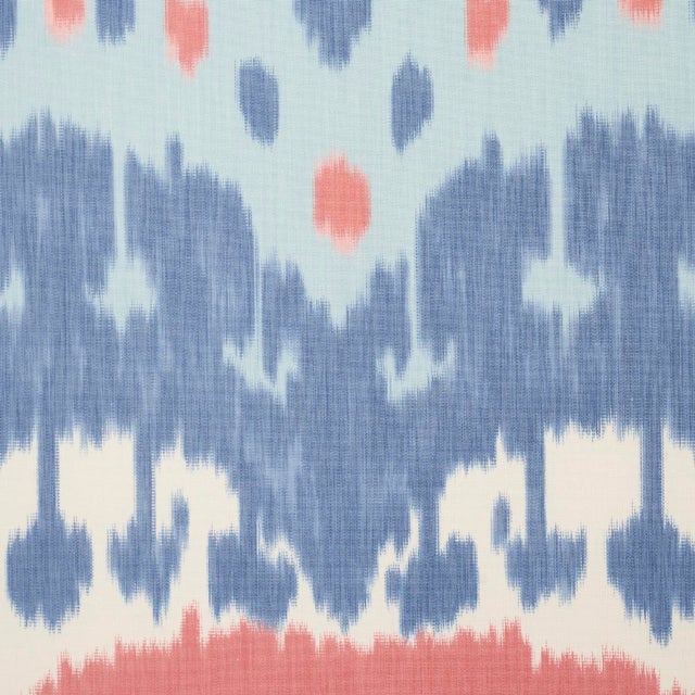 Modern SAMPLE - Schumacher Samarkand Ikat II Fabric In Chambray & Coral For Sale - Image 3 of 4