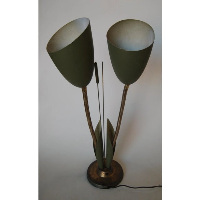 Metal Green Enamel Double Gooseneck Adjustable Calla Lily Desk Lamp. For Sale - Image 7 of 7