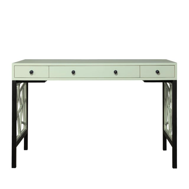 David Francis Tiffany Writing Desk - Celery Green For Sale - Image 4 of 9